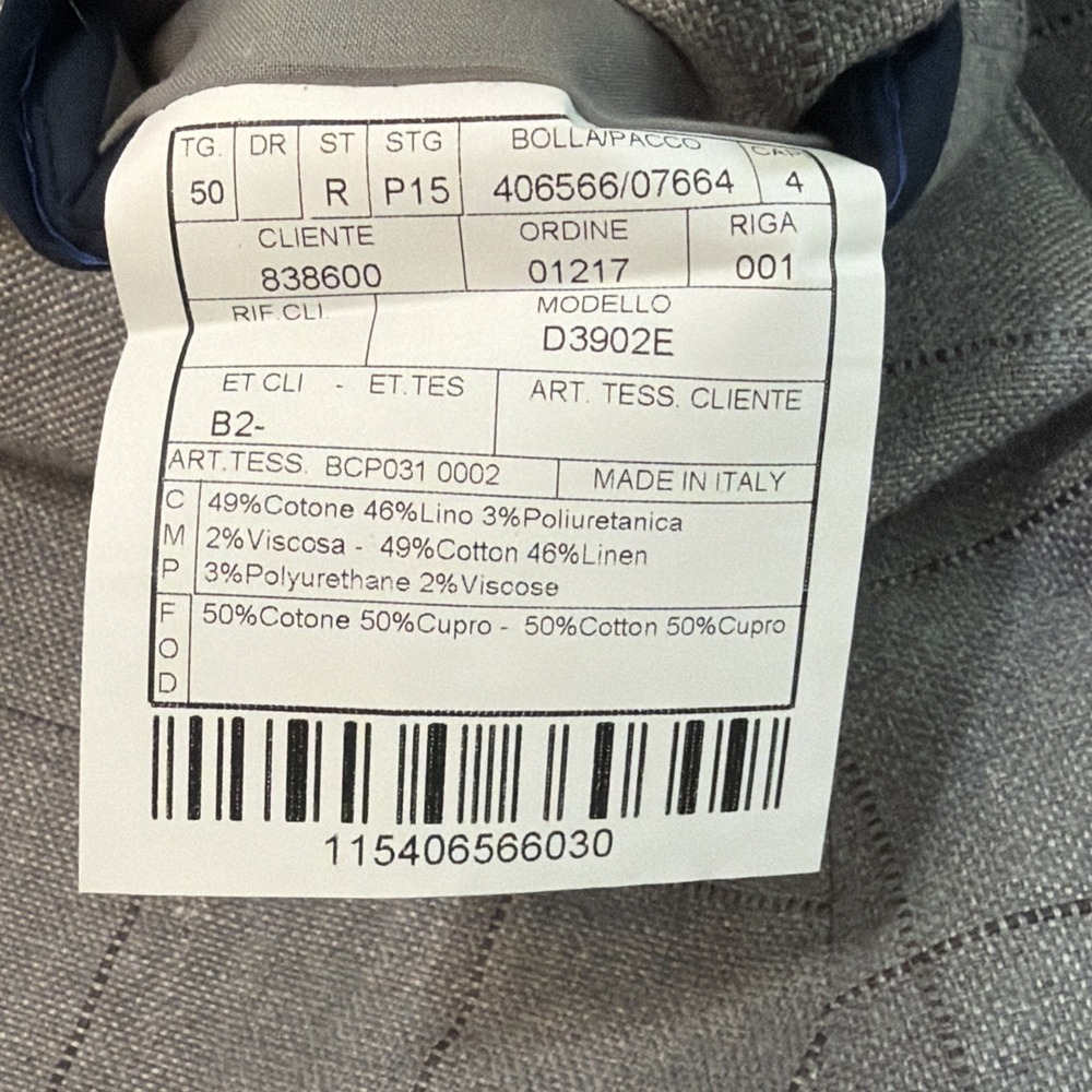 BOGLIOLI DOVER Tailored Jacket 50R Plaid Gray Cotton Linen Blend - Picture 8 of 10